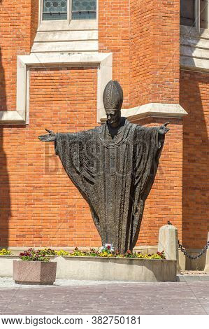 Tarnow, Poland - June 13, 2020: Statue Of Pope John Paul Ii.