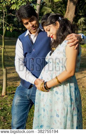 New Delhi India – March 13 2020 : Maternity Shoot Pose For Welcoming New Born Baby In Lodhi Road In