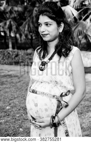 New Delhi India – March 13 2020 : Maternity Shoot Pose For Welcoming New Born Baby In Lodhi Road In