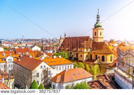 Church Of The Virgin Mary Victorious. View From Vrtbovska Baroque Garden, Prague, Czech Republic.