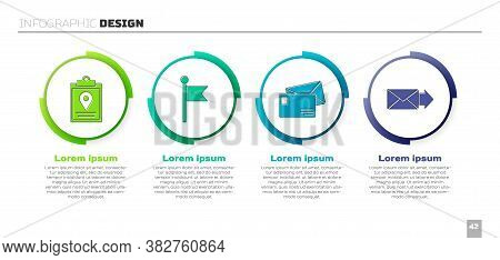 Set Document Tracking Marker System, Location Marker, Envelope And Envelope. Business Infographic Te