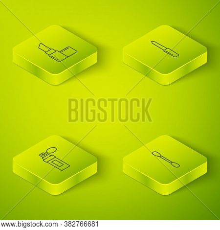 Set Isometric Nail File, Perfume, Cotton Swab For Ears And Lipstick Icon. Vector