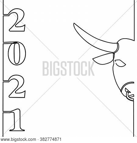 Silhouettes Of A Bull In 2021. Isolated Stock Vector Illustration.