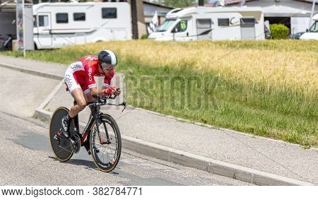 Bourgoin-jallieu, France - 07, May, 2017: The French Cyclist Anthony Turgis Of Cofidis Team Riding D