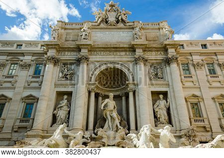 Trevi Fountains In Summer In Rome Italy