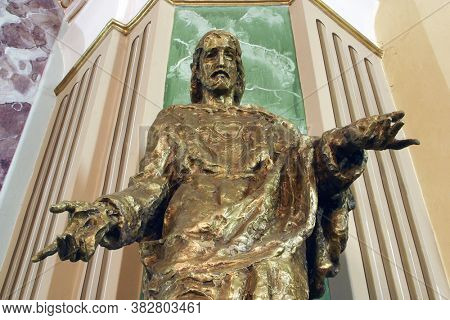 ODRA, CROATIA - SEPTEMBER 28, 2012: Sacred Heart of Jesus statue in the Parish Church of the Name of Mary and Saint George in Odra, Croatia