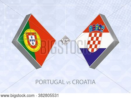 Portugal Vs Croatia, Vector Blue Soccer Background.