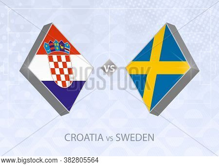 Croatia Vs Sweden, Vector Blue Soccer Background.