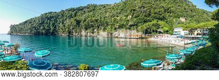 Aerial View Of The Beautiful Bay Of Paraggi In Portofino