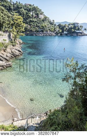 The Bay Of Paraggi In Portofino With Green And Transparent Water
