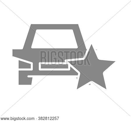 Car Rating, Auto With Star Gray Icon. Transportation Service Review, Add To Favorites, Taxi Feedback