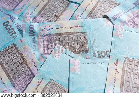 Ukrainian Hryvnia In The Face Value Of One Thousand Hryvnias, The Texture Of One Thousand Hryvnia No
