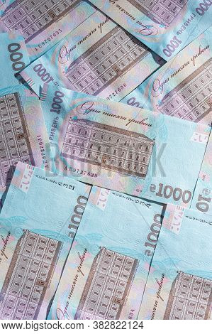 Ukrainian Hryvnia In The Face Value Of One Thousand Hryvnias, The Texture Of One Thousand Hryvnia No