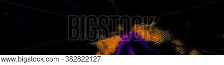 Dirty Folk Pattern. Turquoise Psychedelic Acrylic Effect. Psychedelic Trendy Dirty Style. Focus Graf