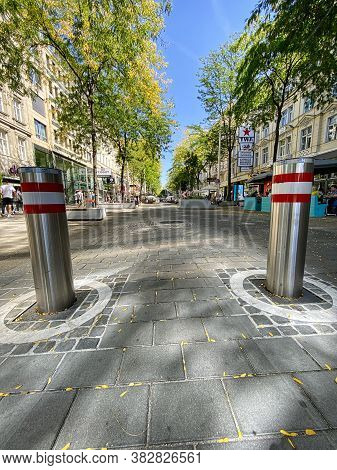 Vienna, Austria - August 28, 2020: Pedestrian Area Of Mariahilferstrasse Street In Vienna. Mariahilf