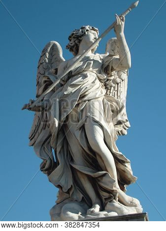 Rome, Italy. December 10, 2007. Sculptures In The Vatican. Berninis Marble Statue Of Angel From The 