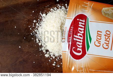 Prague, Czech Republic - August 20, 2020. Gran Gusto traditions of the Italian brand Galbani, Italy.            