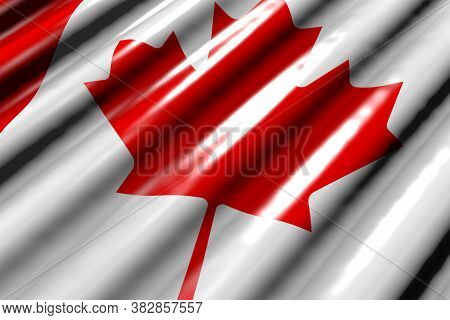 Beautiful Shiny - Looks Like Plastic Flag Of Canada With Large Folds Lay In Corner - Any Occasion Fl