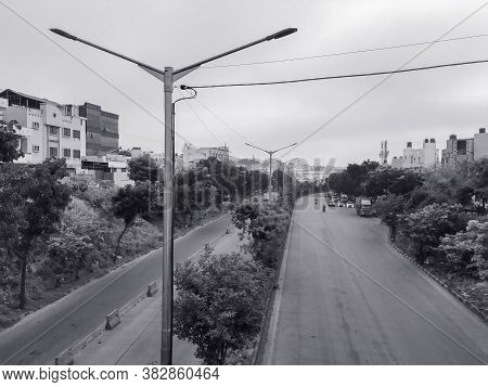 Beautiful View Of Laggere Ring Road From The Bridge With Cityscape And Sky Background