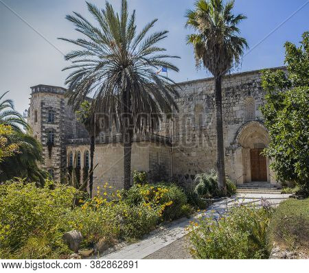 Abu Ghosh, Israel - August 13th, 2020: The Crusader Church In The Arab Village Abu Ghosh, Located On