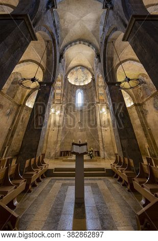 Abu Ghosh, Israel - August 13th, 2020: The Interior Of The Crusader Church In The Arab Village Abu G