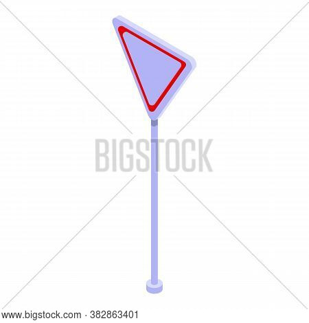 Give Way Road Sign Icon. Isometric Of Give Way Road Sign Vector Icon For Web Design Isolated On Whit