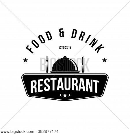 Restaurant Shop Design Element In Vintage Style For Logotype, Label, Badge And Other Design. Fork An