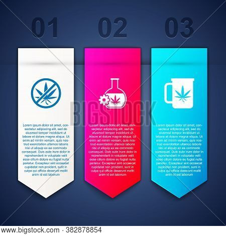 Set Stop Marijuana, Test Tube With And Cup Tea. Business Infographic Template. Vector