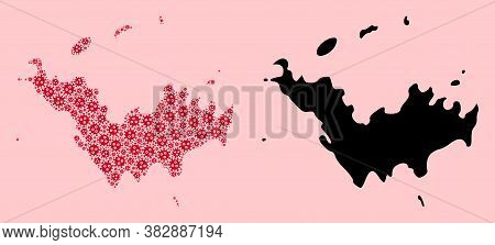 Vector Sars Virus Mosaic And Solid Map Of Saint Barthelemy. Map Of Saint Barthelemy Vector Mosaic Fo