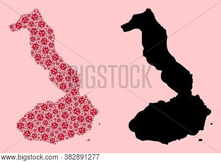 Vector Covid-2019 Virus Mosaic And Solid Map Of Galapagos - Isabela Island. Map Of Galapagos - Isabe