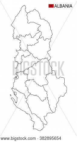 Albania Map, Black And White Detailed Outline Regions Of The Country.