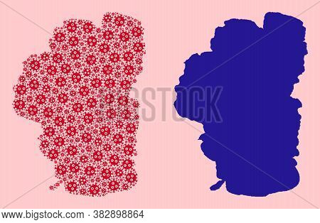Vector Pandemic Virus Mosaic And Solid Map Of Tahoe Lake. Map Of Tahoe Lake Vector Mosaic For Hospit
