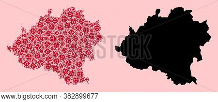 Vector Covid-2019 Virus Mosaic And Solid Map Of Soria Province. Map Of Soria Province Vector Mosaic 