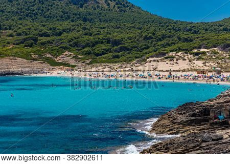 Beautiful sandy beach of Cala Mesquida, Mallorca, Mediterranean Sea, Balearic islands, Spain
