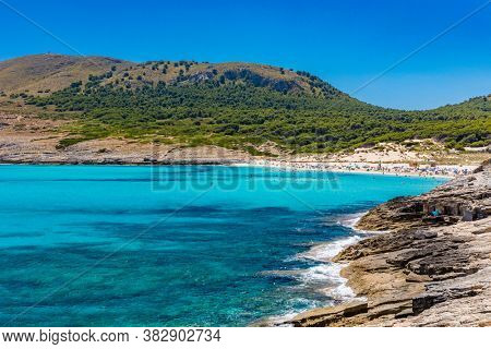 Beautiful sandy beach of Cala Mesquida, Mallorca, Mediterranean Sea, Balearic islands, Spain