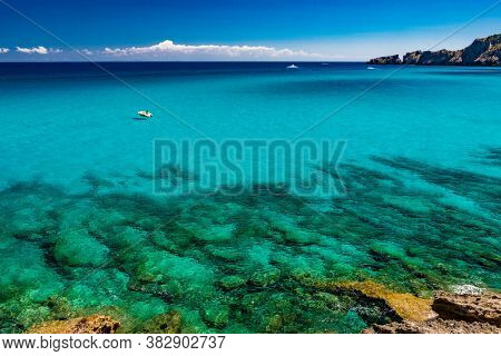 Beautiful sandy beach of Cala Mesquida, Mallorca, Mediterranean Sea, Balearic islands, Spain