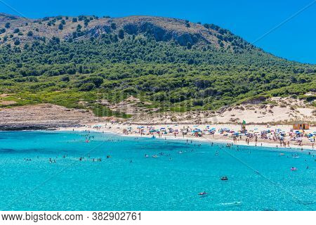 Beautiful sandy beach of Cala Mesquida, Mallorca, Mediterranean Sea, Balearic islands, Spain