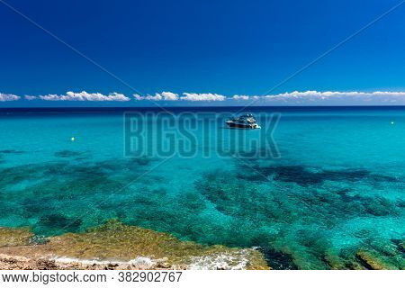 Beautiful sandy beach of Cala Mesquida, Mallorca, Mediterranean Sea, Balearic islands, Spain