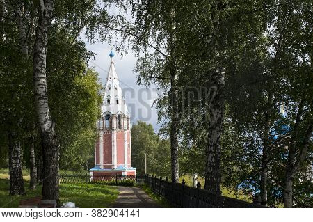 View Of Volga River And Kazan Church (kazanskaya Church, 1758). Tutayev, Yaroslavl Oblast, Russia.