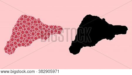 Vector Flu Virus Mosaic And Solid Map Of Easter Island. Map Of Easter Island Vector Mosaic For Lockd