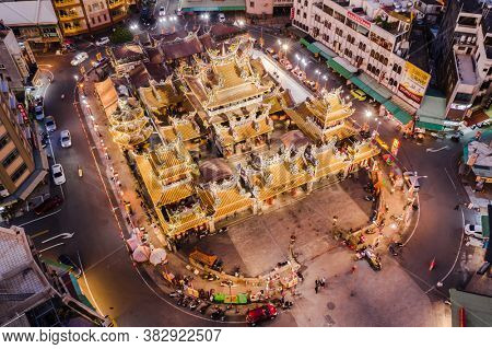 Yunlin, Taiwan - December 11th, 2019: aerial view of famous Beigang Chaotian Temple, Yunlin, Taiwan, Asia