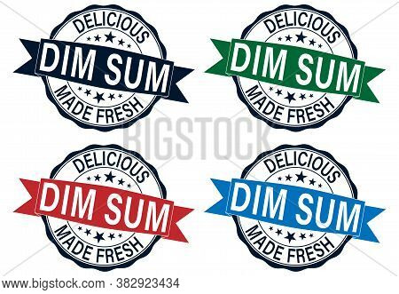 Grunge Delicious Quaity Dimsum Word Round Rubber Seal Stamp On White Background