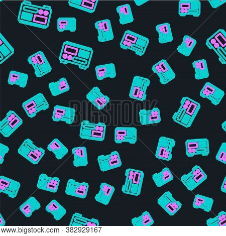 Line Electrical Measuring Instruments Icon Isolated Seamless Pattern On Black Background. Analog Dev