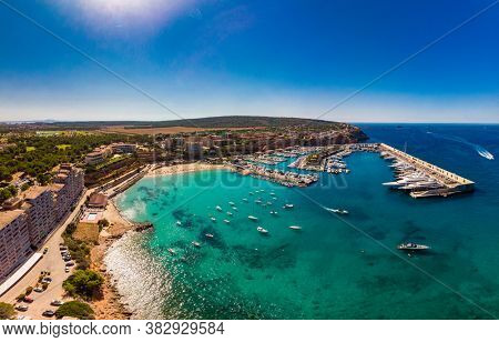 Aerial view, marina Port Adriano, El Toro, region Santa Ponca, Majorca, Balearic Islands, Spain