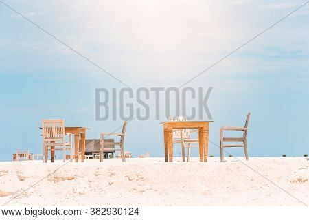 Summer Empty Open Air Luxury Restaraunt At Exotic Hotel