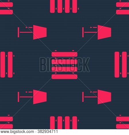 Set Table Lamp And Heating Radiator On Seamless Pattern. Vector