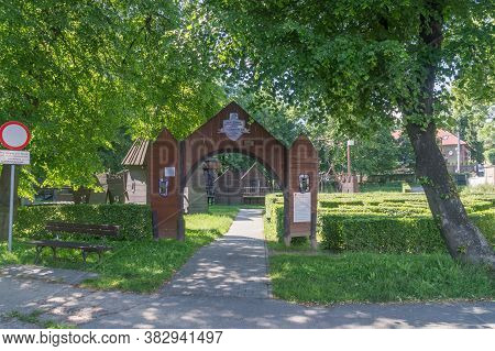 Bochnia, Poland - June 13, 2020: Entrance To Children's Playground Founded By Stalprodukt.