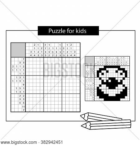 Shell With Pearl. Marine Life. Black And White Japanese Crossword With Answer. Nonogram With Answer.