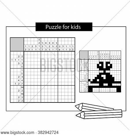Clockwork Mouse. Nonogram With Answer. Black And White Japanese Crossword With Answer. Puzzle Game F