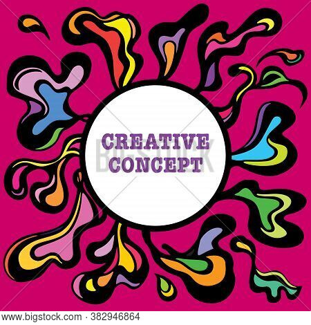 Bright Colourful Splash Decorative Ornament With A Frame. Creative Concept Text In The Centre Of Whi
